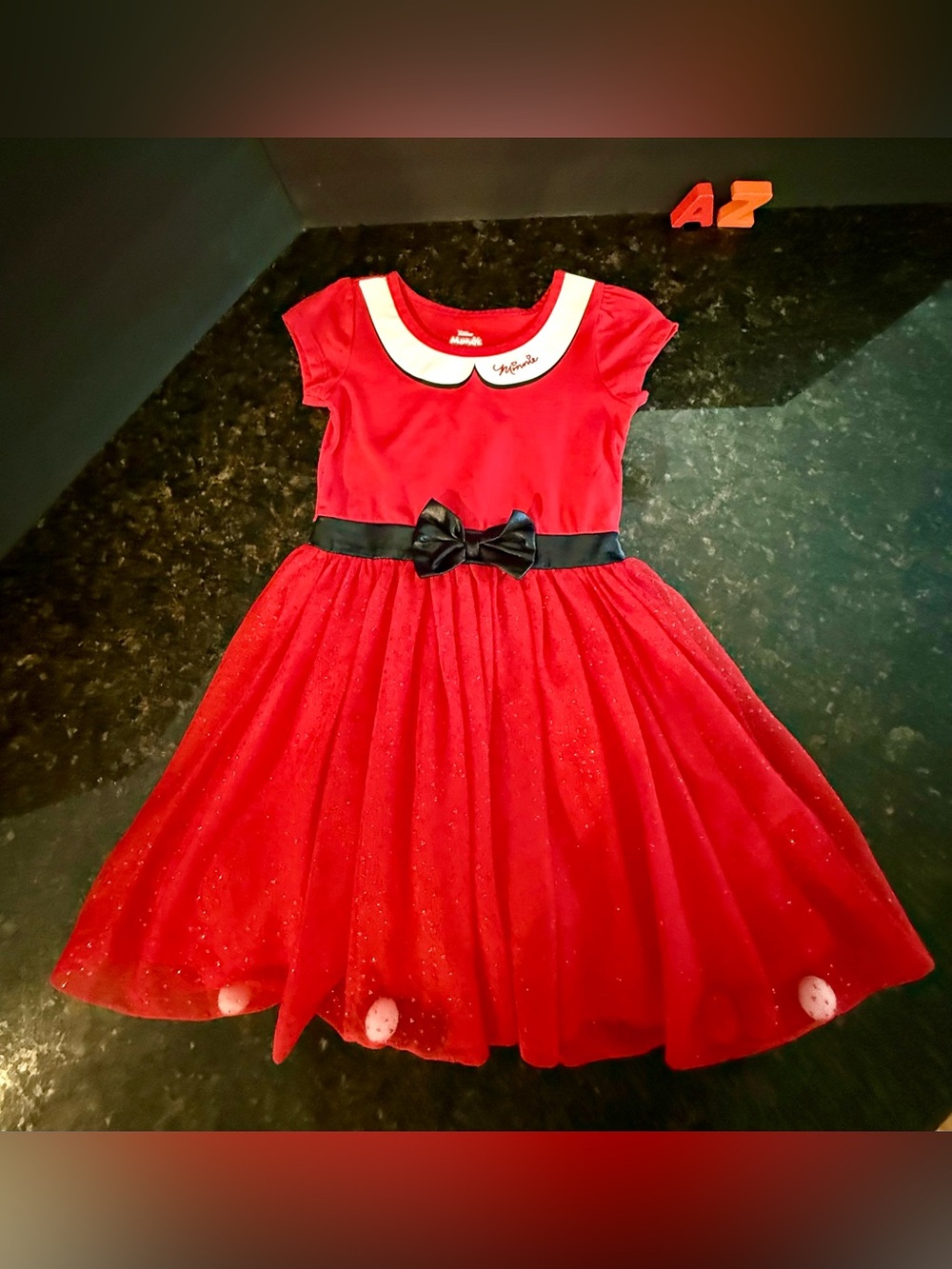 Disney Minnie Mouse Tutu Dress w/Sparkles & Pom Poms Halloween costume dress up